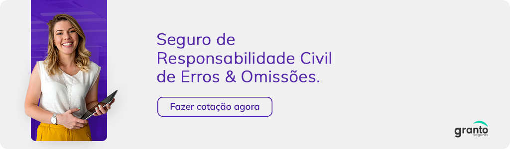 Banner “Seguro de Responsabilidade Civil de Erros e Omissões”. Fazer cotação agora. 